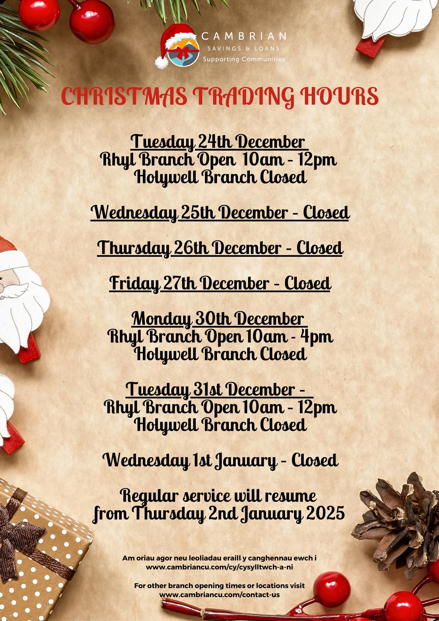 Christmas Opening Hours 2024